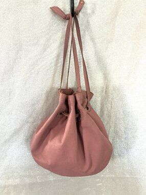 Cleobella  Pink Leather Drawstring Bucket Bag